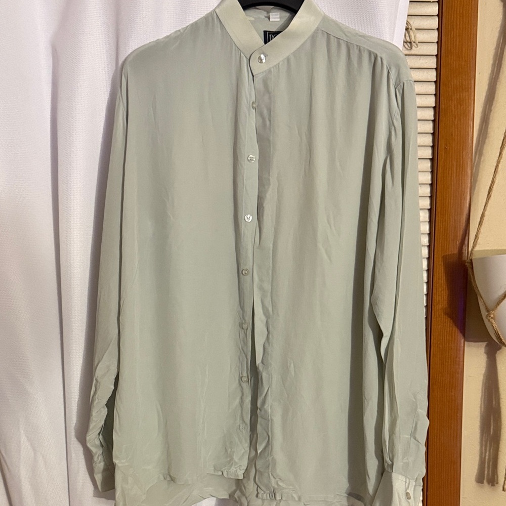 BOCCI Light Green Mens Silk shirt
